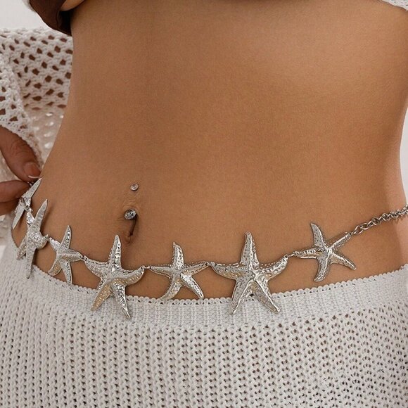Gold Women's Starfish Waist Chain, Casual or Vacation Necklace - Picture 9 of 9